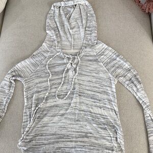 American Eagle Outfitters Light Gray Striped Hoodie